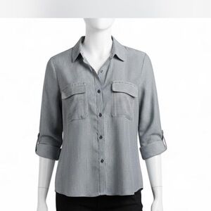 Express Navy and White Striped Shirt